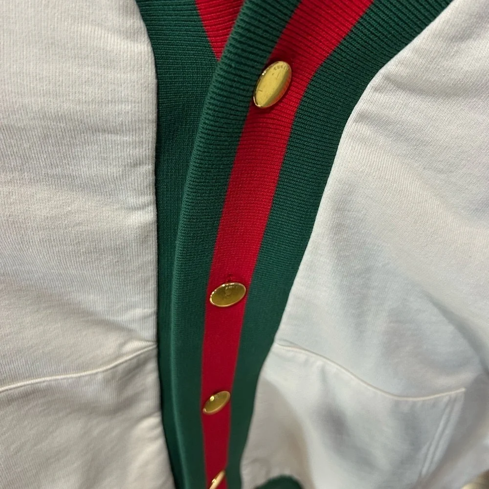 Men's Gucci jersey cotton cardigan web detail size large made in Italy